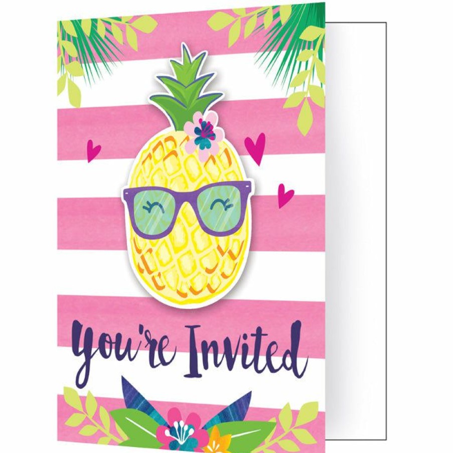 Birthdays * | Creative Converting Kids Birthday Party Themes Pineapple N Friends Invitation Pscd (Case Pack Of 48)