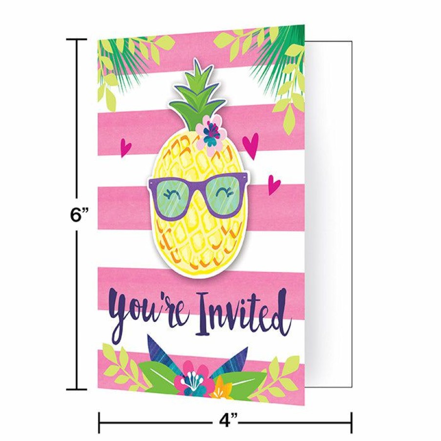 Birthdays * | Creative Converting Kids Birthday Party Themes Pineapple N Friends Invitation Pscd (Case Pack Of 48)