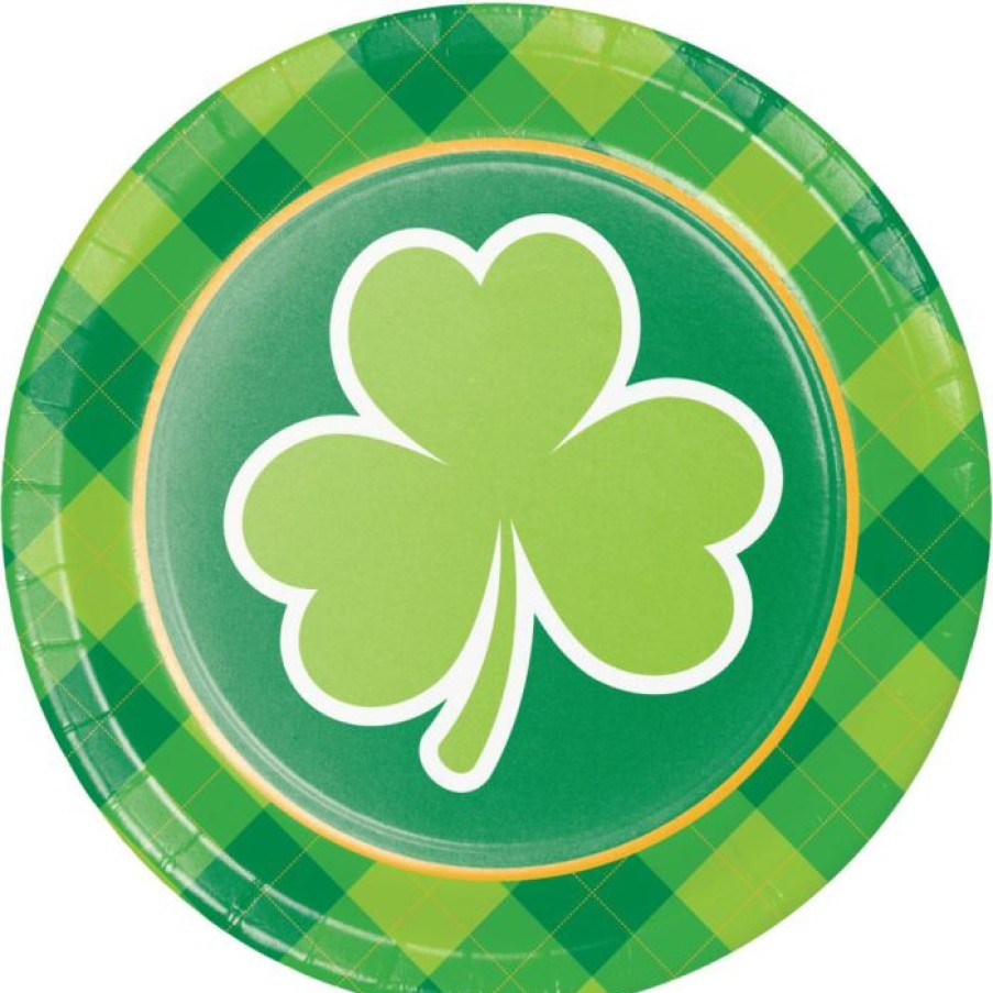 Holidays * | Creative Converting St Patricks Day Shamrocks 7 Paper Dessert Plates (96/Case) St. Patrick'S Day Party Decorations