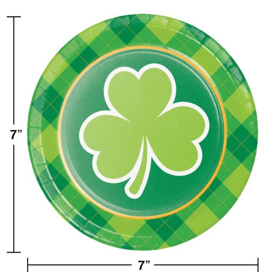 Holidays * | Creative Converting St Patricks Day Shamrocks 7 Paper Dessert Plates (96/Case) St. Patrick'S Day Party Decorations