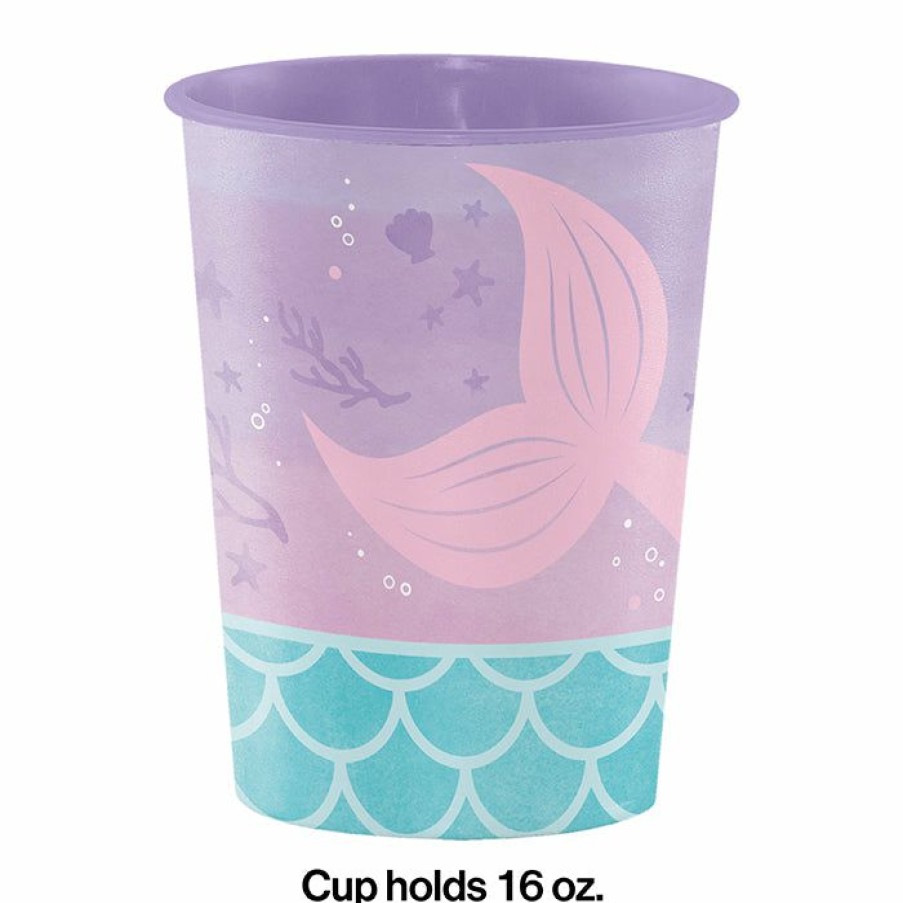 Birthdays * | Creative Converting Mermaid Shine Plastic Keepsake Cup 16 Oz. Kids Birthday Party Themes