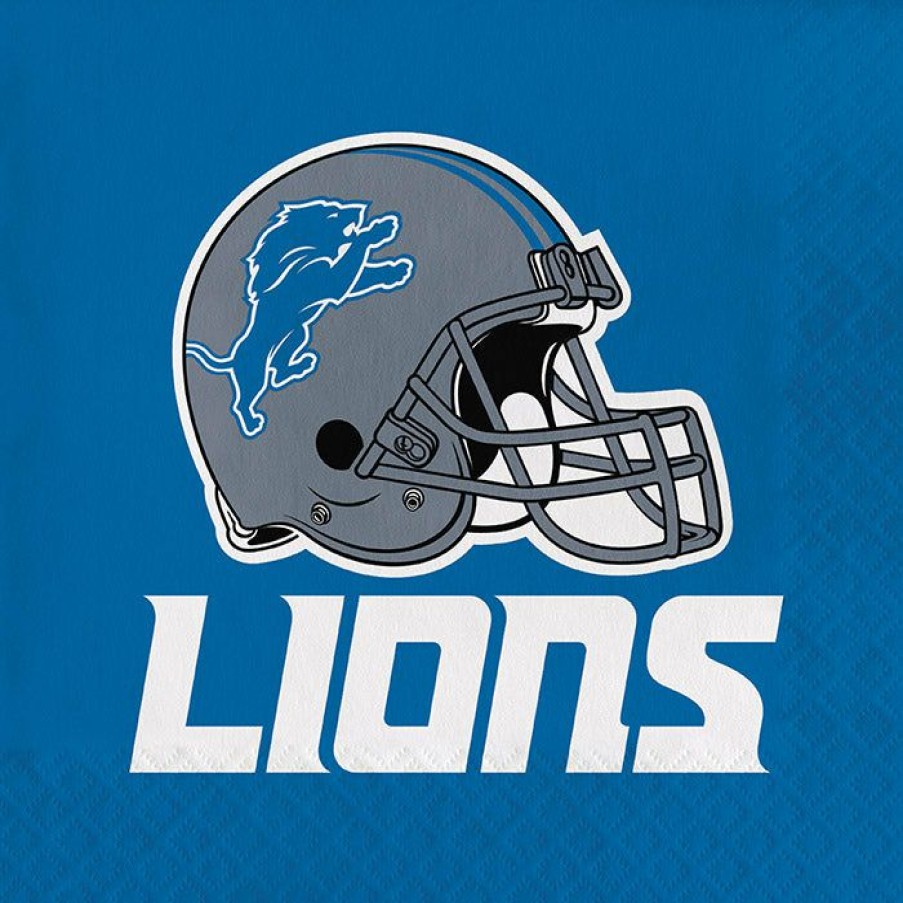 Sports * | Creative Converting Detroit Lions Napkins, 16 Ct Nfl And Football Party Supplies