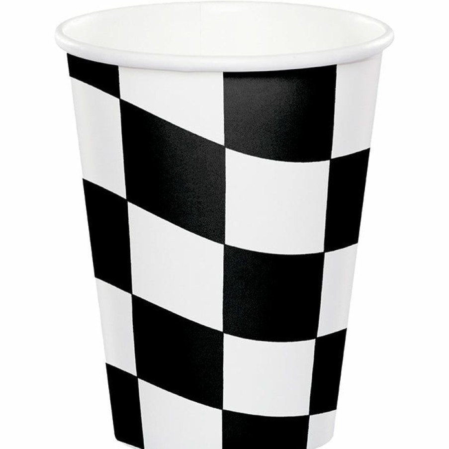 Sports * | Creative Converting Black & White Check Hot/Cold Paper Cups 9 Oz., 8 Ct