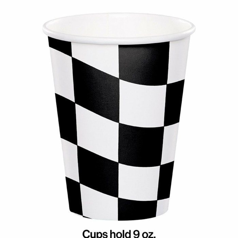 Sports * | Creative Converting Black & White Check Hot/Cold Paper Cups 9 Oz., 8 Ct