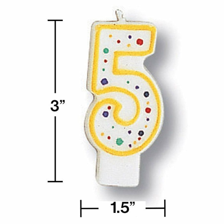 Birthdays * | Creative Converting Birthday Party Candles Polka Dot #5 Candle