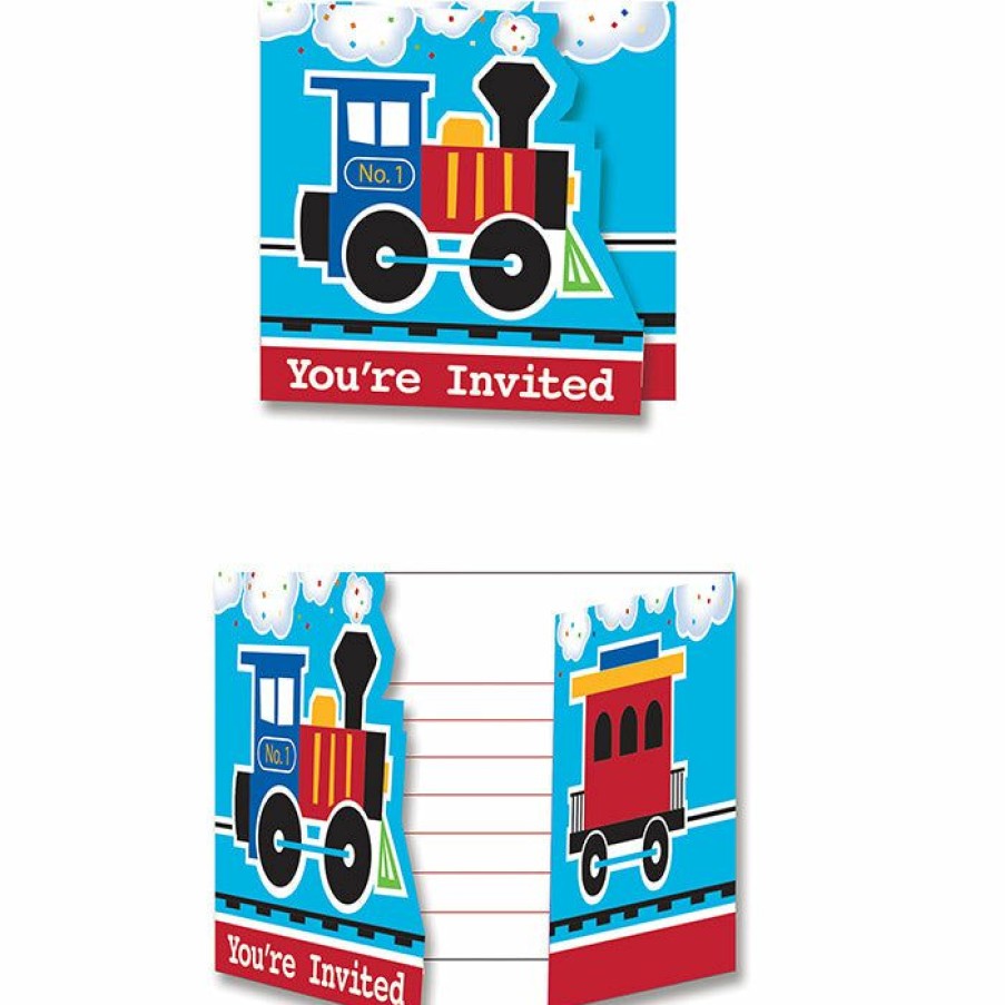 Birthdays * | Creative Converting All Aboard Invitation Gatefold (48/Case) 1St Birthday Party Themes