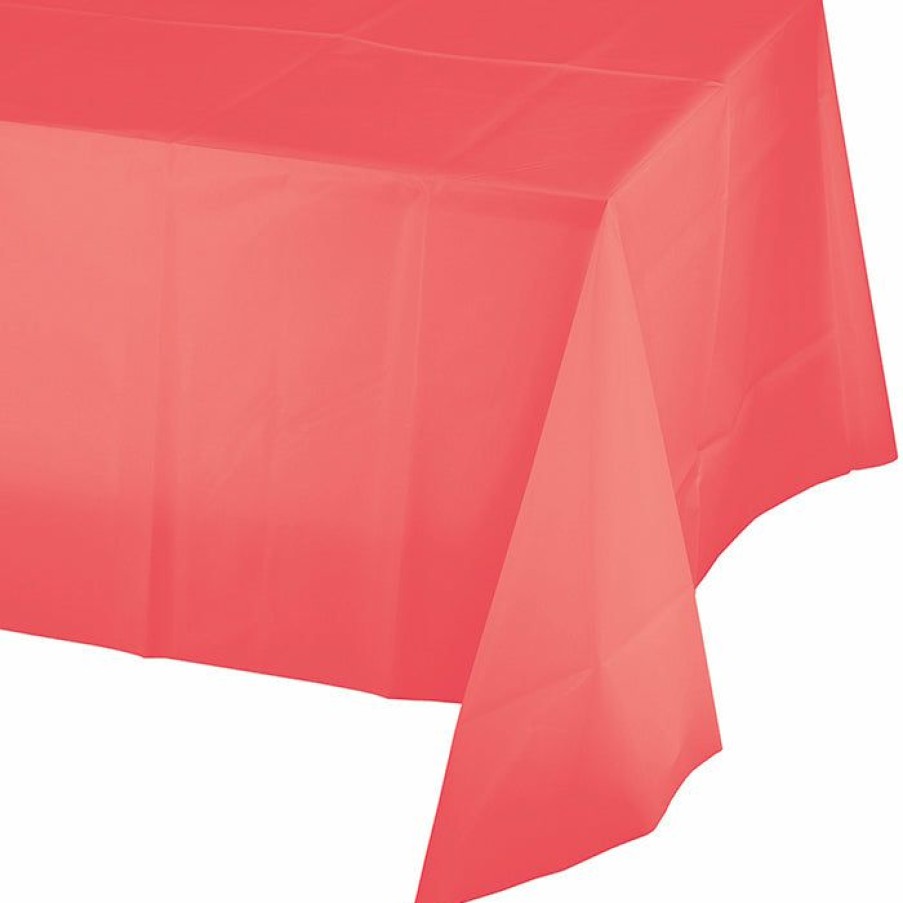 Solid Color Tableware * | Creative Converting Coral Tablecover Plastic 54 X 108