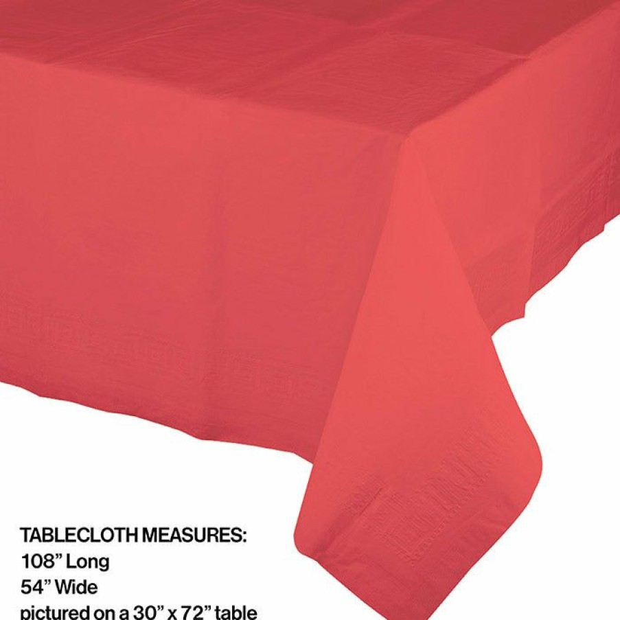 Solid Color Tableware * | Creative Converting Coral Tablecover Plastic 54 X 108