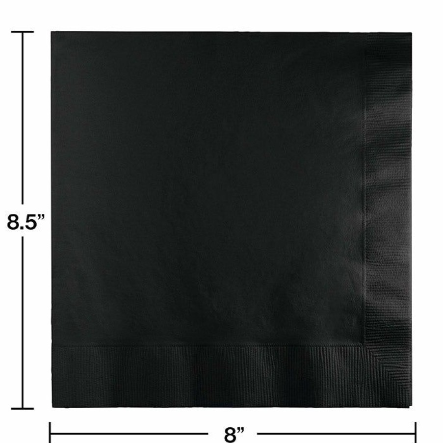 Solid Color Tableware * | Creative Converting Black Velvet Dinner Napkins 3Ply 1/4Fld, 25 Ct