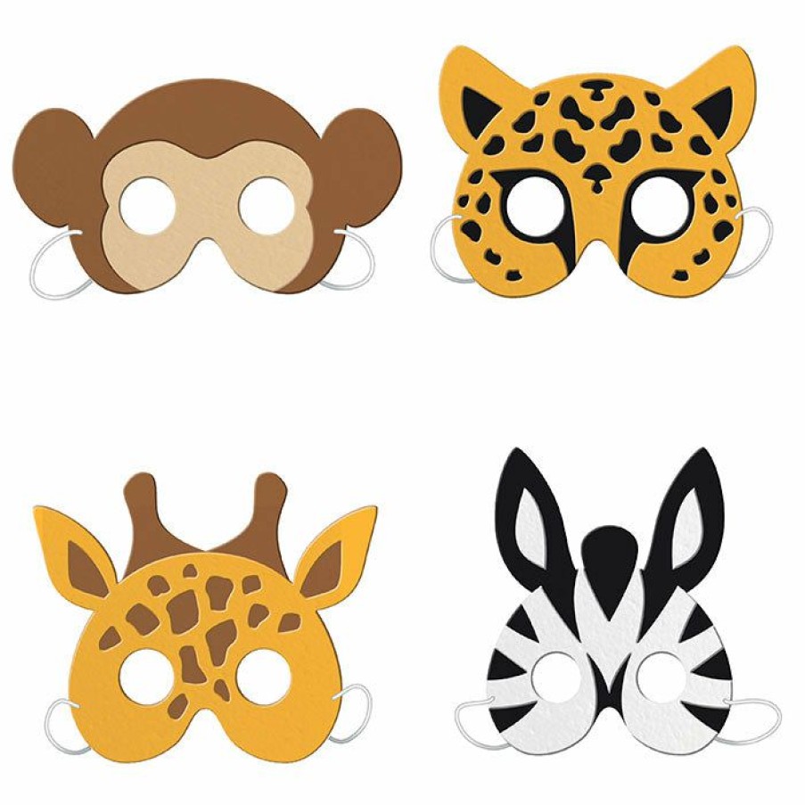 Birthdays * | Creative Converting Party Animals Foam Masks 4Ct