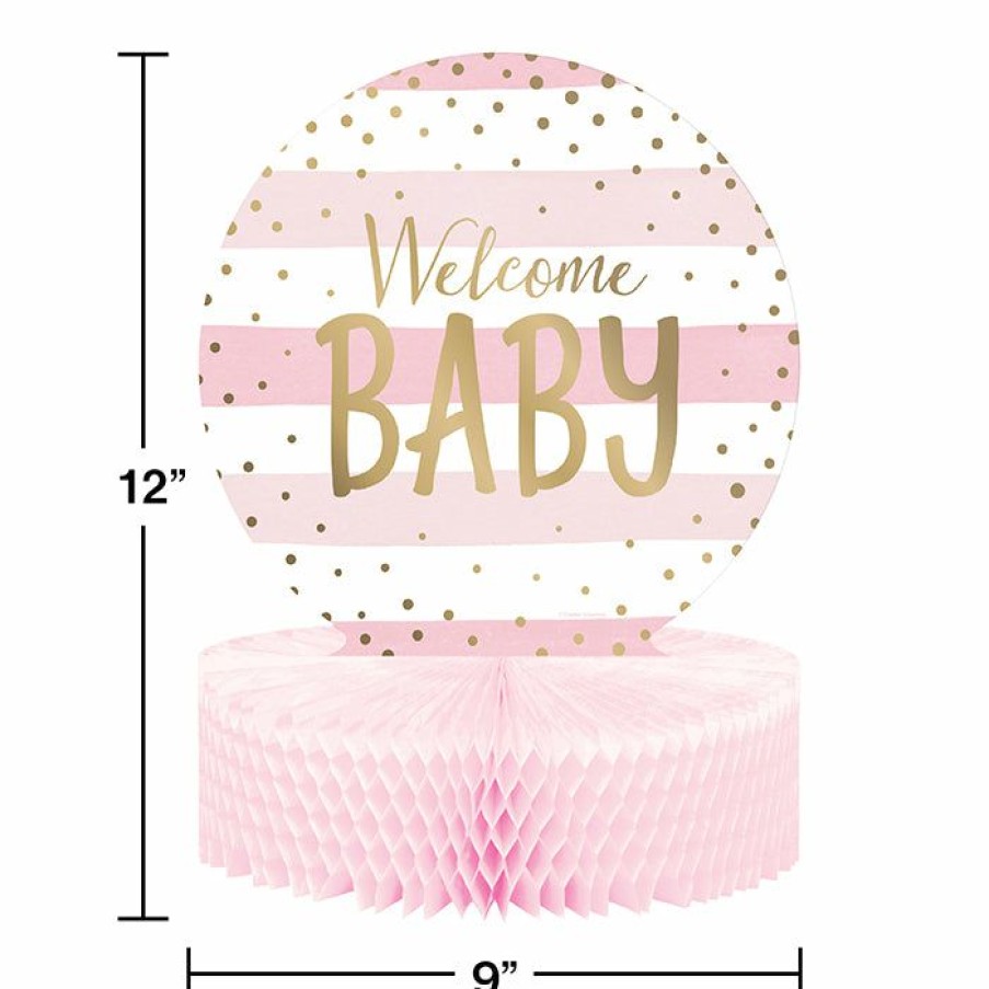 Birthdays * | Creative Converting 1St Birthday Party Themes Pink Gold Celebration Centerpiece Hc Shaped, Foil