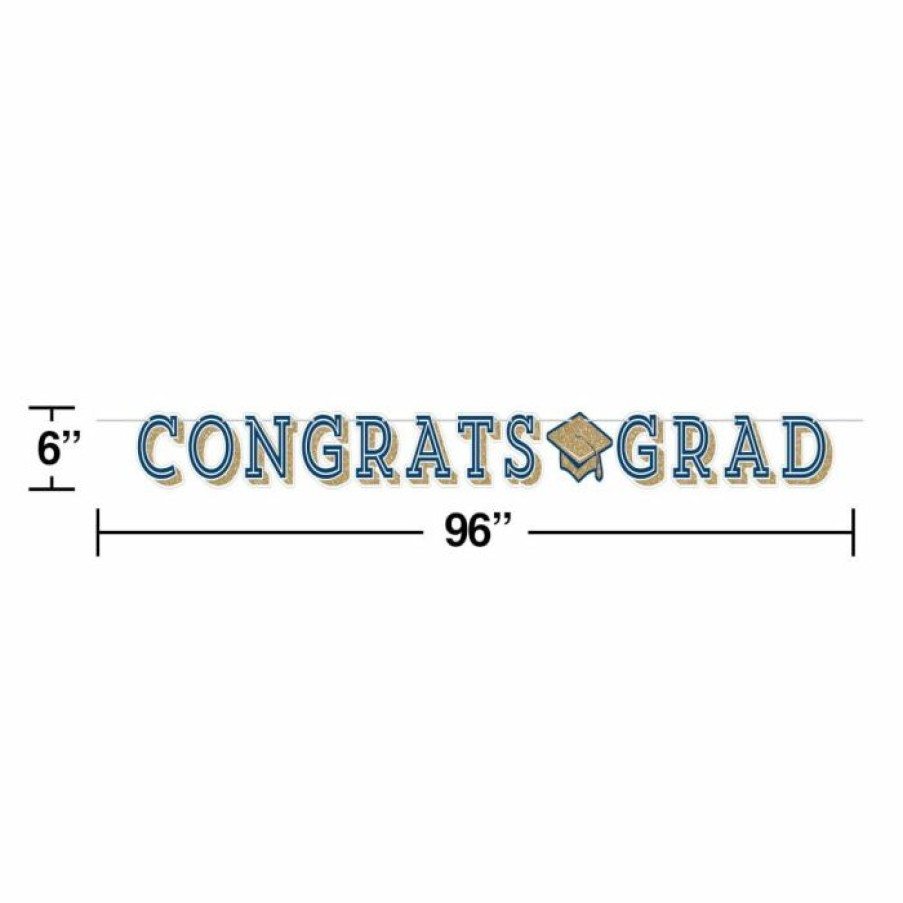 Graduation Party Supplies * | Creative Converting Graduation Party Supplies Glittering Grad Shaped Banner With Twine 1Ct