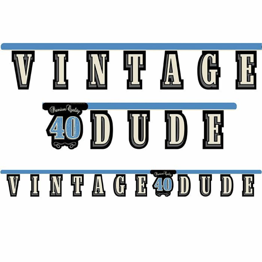 Birthdays * | Creative Converting Adult Birthday Party Themes Vintage Dude 40Th Birthday Banner