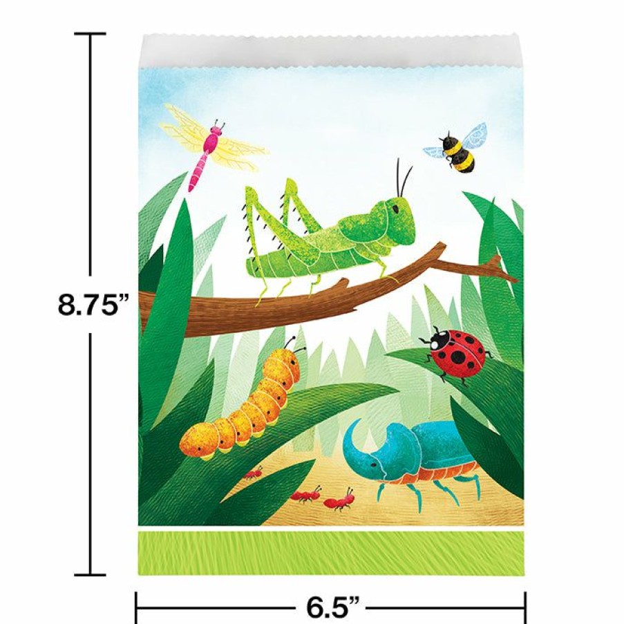 Birthdays * | Creative Converting Birthday Bugs Paper Treat Bag, Large 8Ct