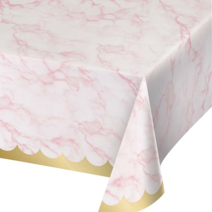 Baby Showers * | Creative Converting Pink Marble Tablecover, 54X102 Paper Aop (1/Pkg)