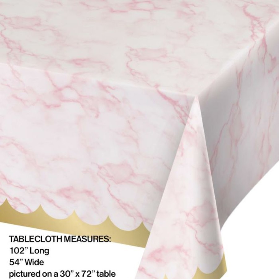 Baby Showers * | Creative Converting Pink Marble Tablecover, 54X102 Paper Aop (1/Pkg)