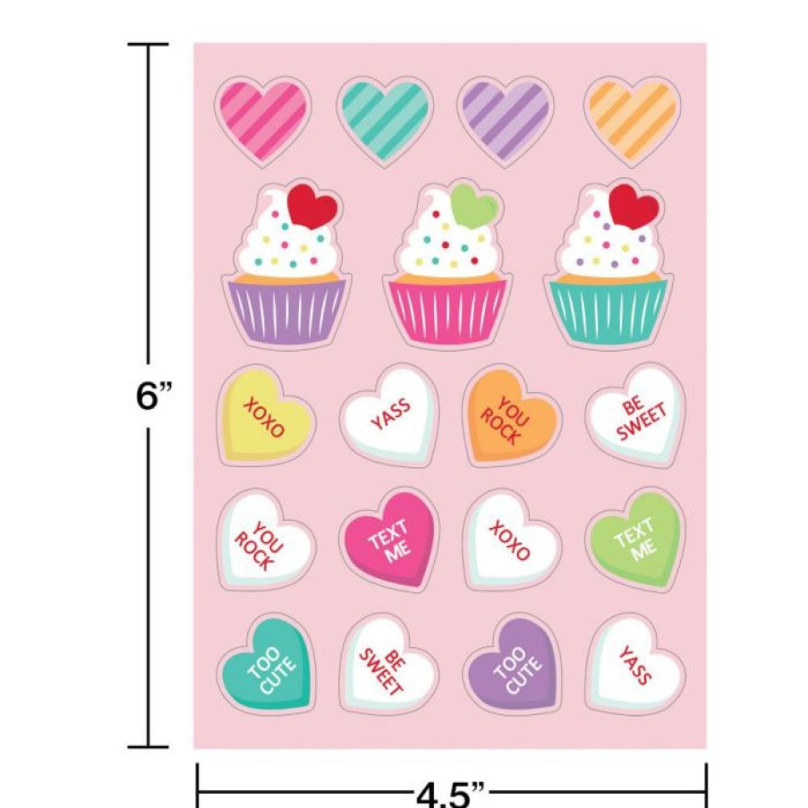 Holidays * | Creative Converting Valentines Stickers, Candy Hearts 4Ct