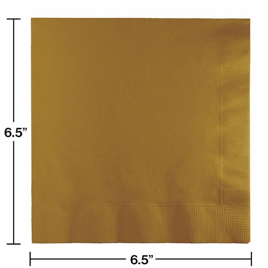 Solid Color Tableware * | Creative Converting Glittering Gold Napkins, 20 Ct Solid Color Tableware