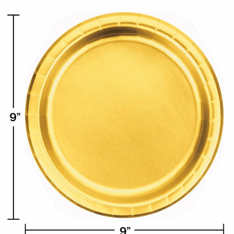 Bridal And Wedding * | Creative Converting Gold Foil Paper Plates, Pack Of 8