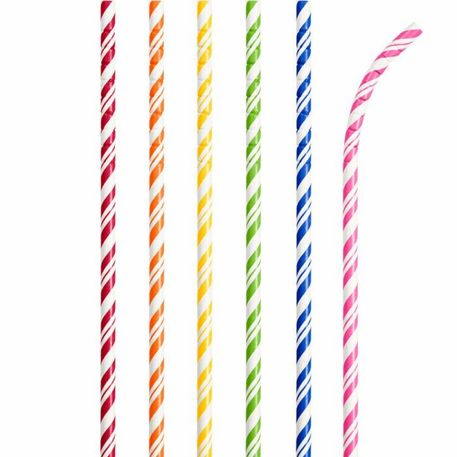 General Decorations * | Creative Converting Assorted Color Paper Straws, 24 Ct