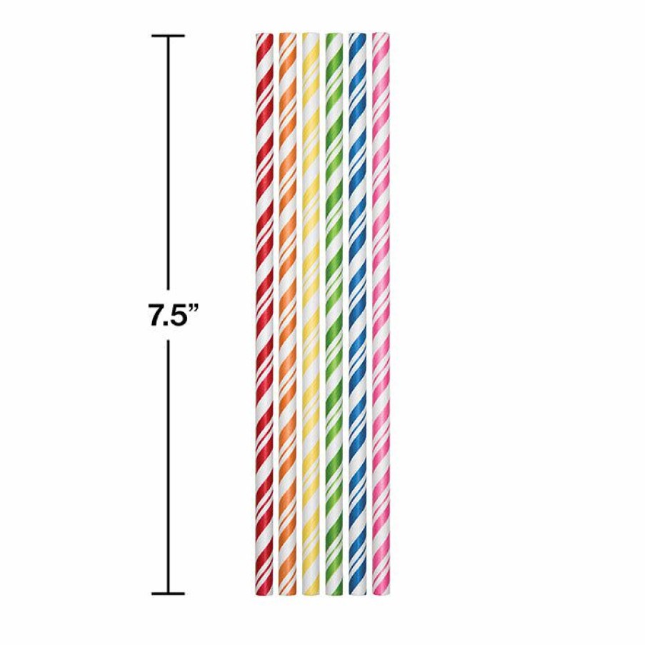 General Decorations * | Creative Converting Assorted Color Paper Straws, 24 Ct