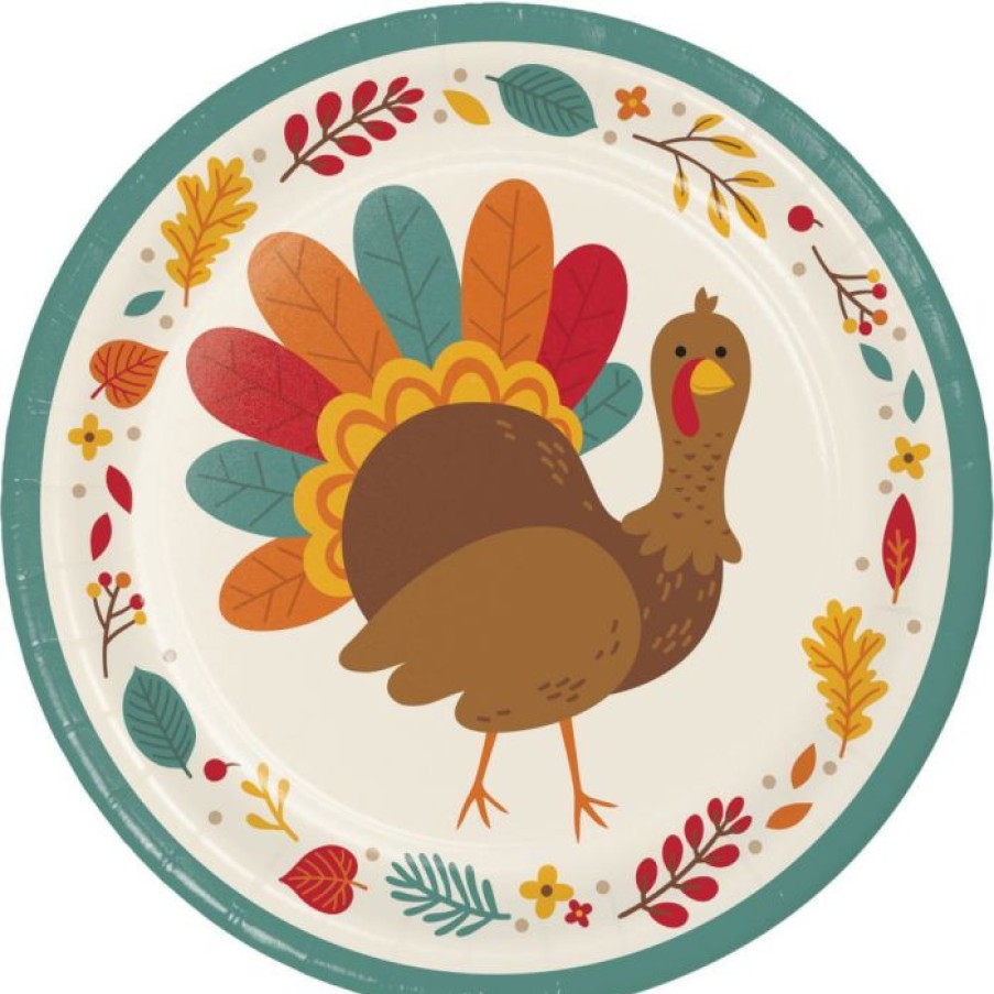 Holidays * | Creative Converting Tom Turkey Dinner Plate, 8 Ct Thanksgiving Party Decorations