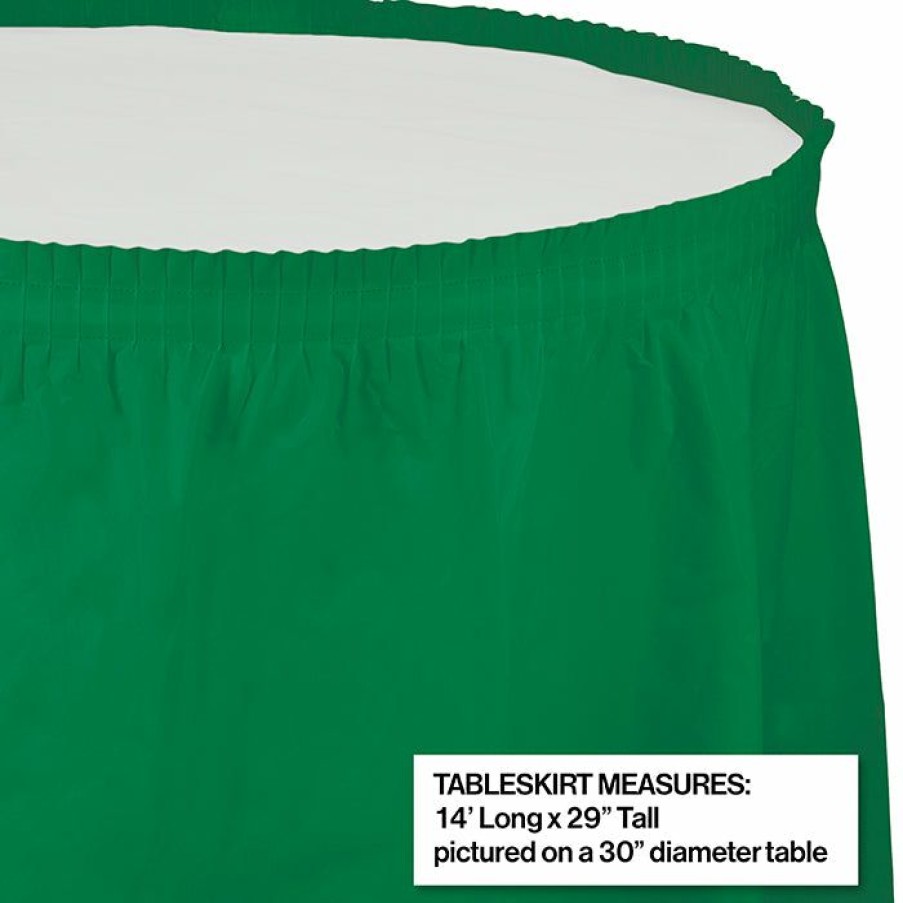 Solid Color Tableware * | Creative Converting Emerald Green Plastic Tableskirt, 14 X 29 Solid Color Tableware