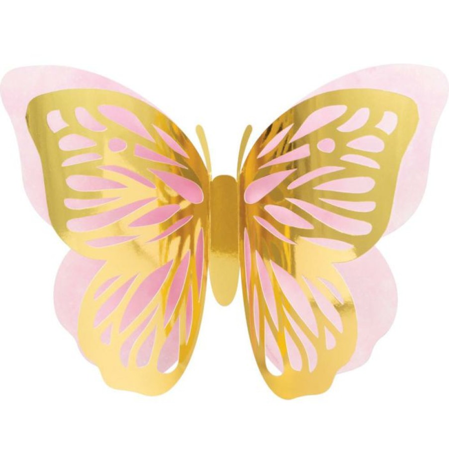 Birthdays * | Creative Converting Butterfly Shimmer 3D Wall Decor, Foil 3Ct