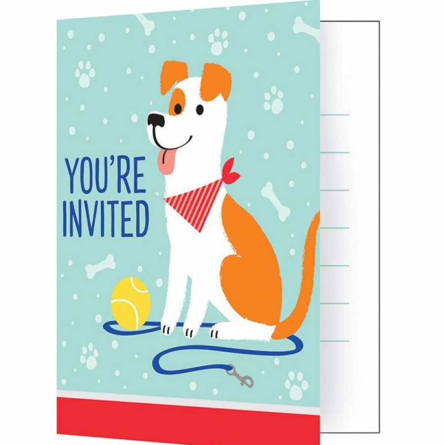 Birthdays * | Creative Converting Dog Party Foldover Invitations (48/Case)