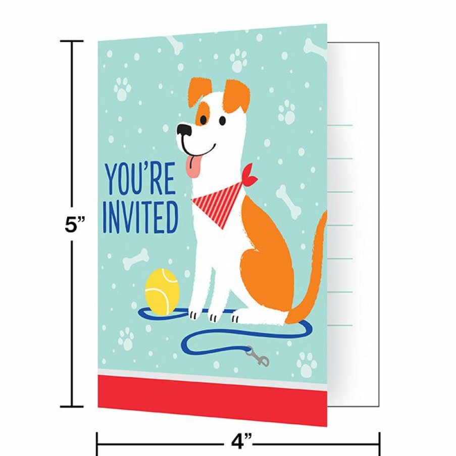 Birthdays * | Creative Converting Dog Party Foldover Invitations (48/Case)