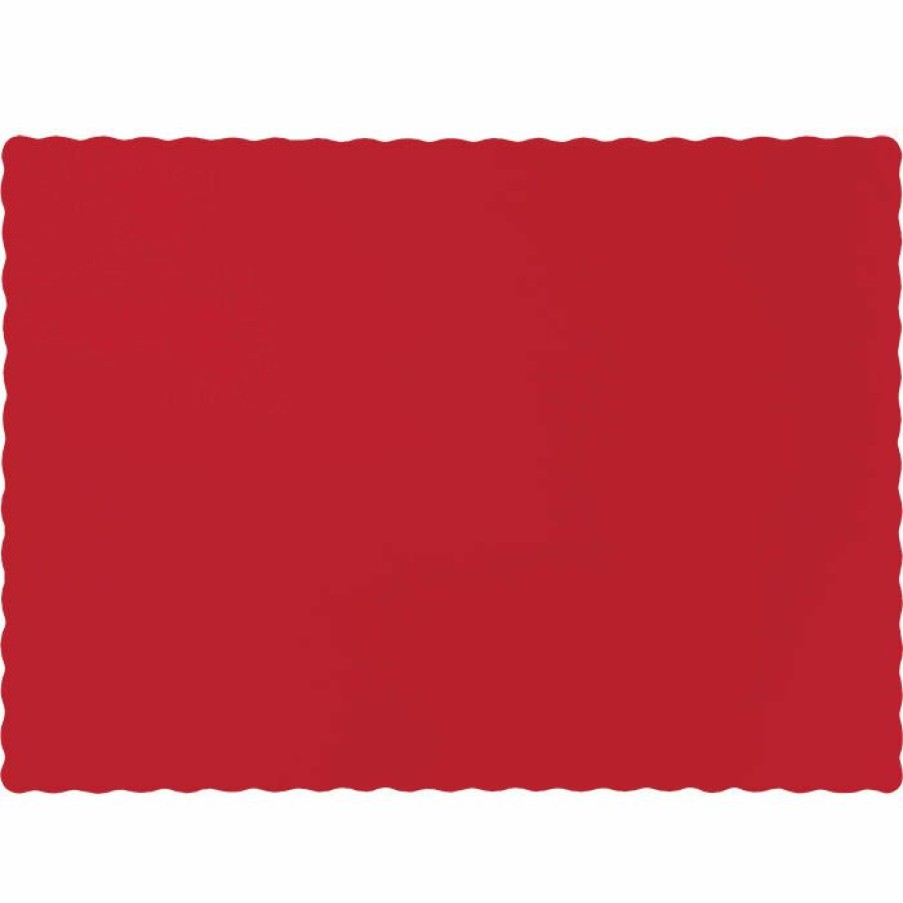 Solid Color Tableware * | Creative Converting Classic Red Placemats, 50 Ct