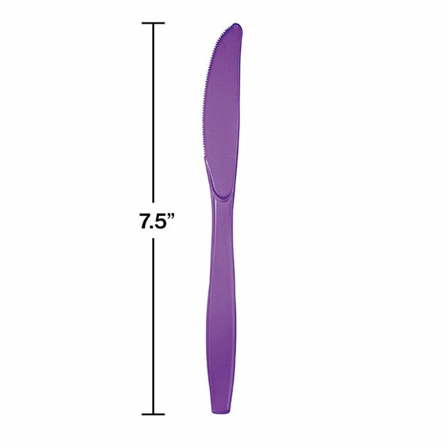 Solid Color Tableware * | Creative Converting Amethyst Purple Plastic Knives, 24 Ct Solid Color Tableware