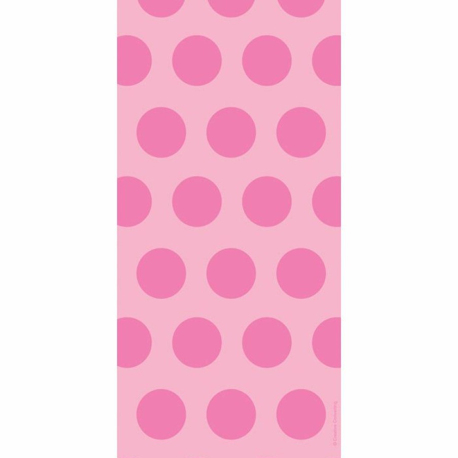 Solid Color Tableware * | Creative Converting Candy Pink Polka Dot Favor Bags, 20 Ct Solid Color Tableware