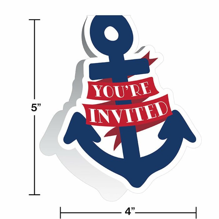 Baby Showers * | Creative Converting Baby Showers Nautical Baby Shower Invitations 48 Ct