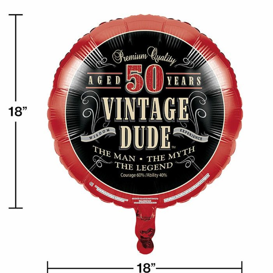 Birthdays * | Creative Converting Vintage Dude Metallic Balloon 18 , '50 Adult Birthday Party Themes