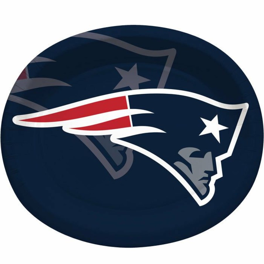 Sports * | Creative Converting Nfl And Football Party Supplies New England Patriots Oval Platter 10 X 12 , 8 Ct