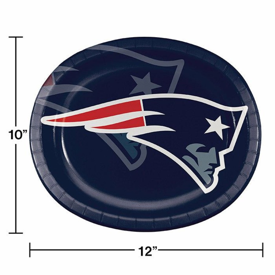 Sports * | Creative Converting Nfl And Football Party Supplies New England Patriots Oval Platter 10 X 12 , 8 Ct