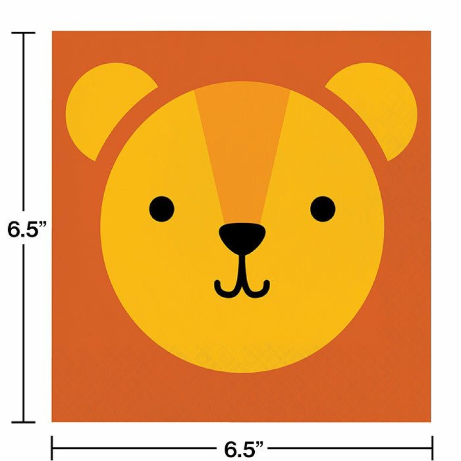 Birthdays * | Creative Converting Animal Faces Luncheon Napkin, Lion 16Ct Kids Birthday Party Themes