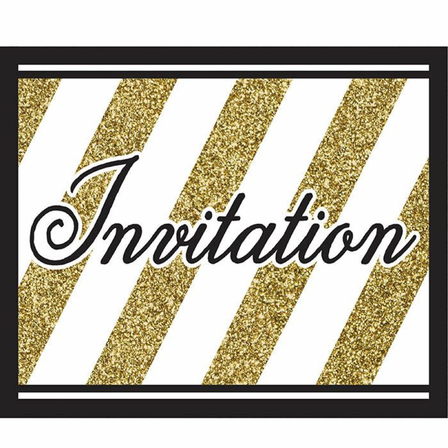 Birthdays * | Creative Converting Black & Gold Invitation (48/Case)