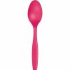 Solid Color Tableware * | Creative Converting Hot Magenta Pink Plastic Spoons, 24 Ct Solid Color Tableware