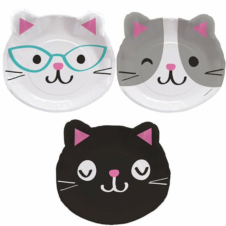 Birthdays * | Creative Converting Purr-Fect Party Shaped Plate 9 Assorted Kittens, 8 Ct