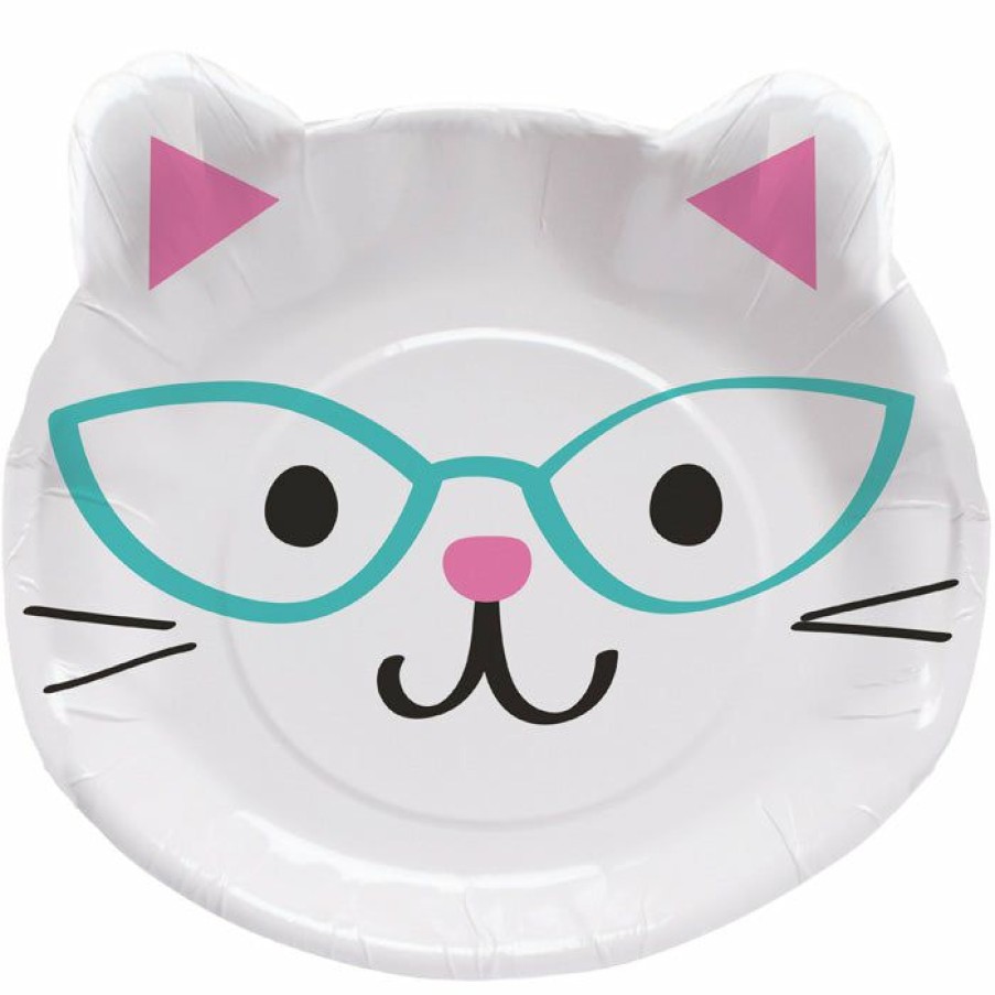 Birthdays * | Creative Converting Purr-Fect Party Shaped Plate 9 Assorted Kittens, 8 Ct