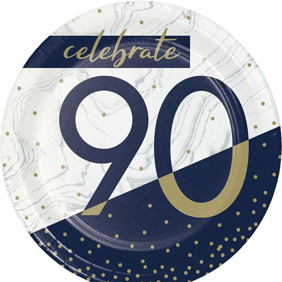 Birthdays * | Creative Converting Navy & Gold Milestone Dessert Plate, 90 8Ct