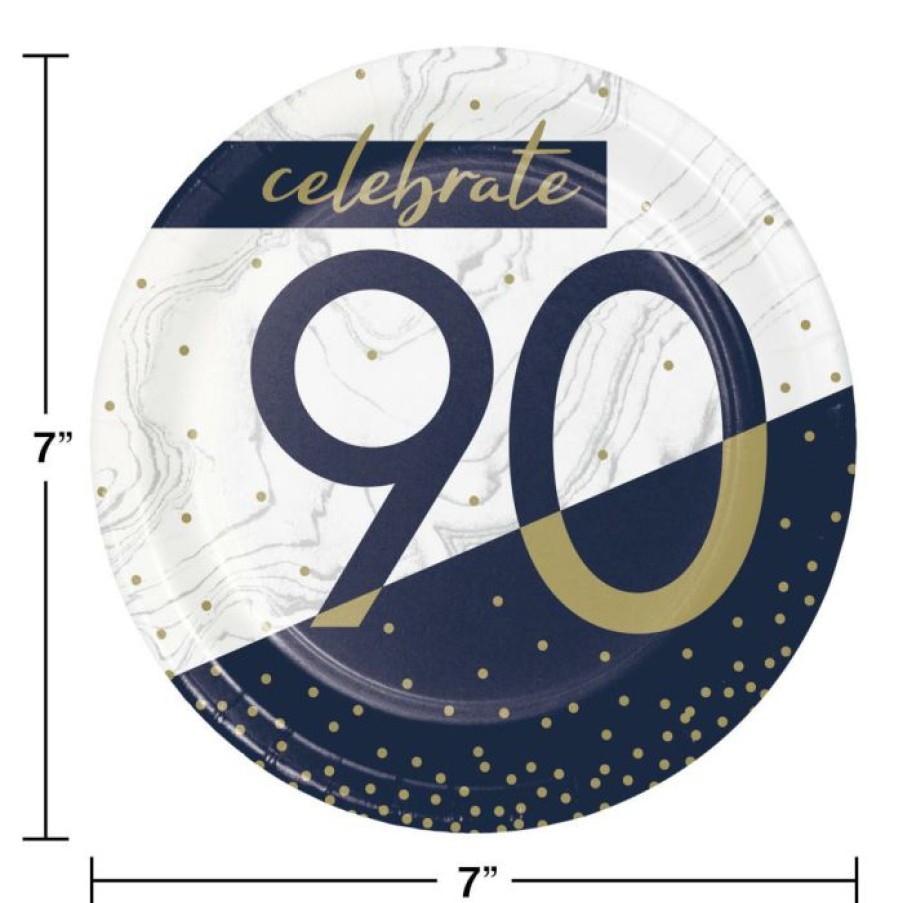 Birthdays * | Creative Converting Navy & Gold Milestone Dessert Plate, 90 8Ct