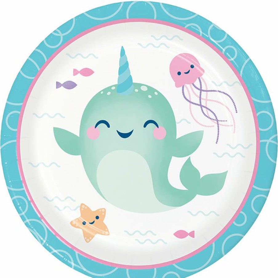 Birthdays * | Creative Converting Kids Birthday Party Themes Narwhal Party Dessert Plate 8Ct