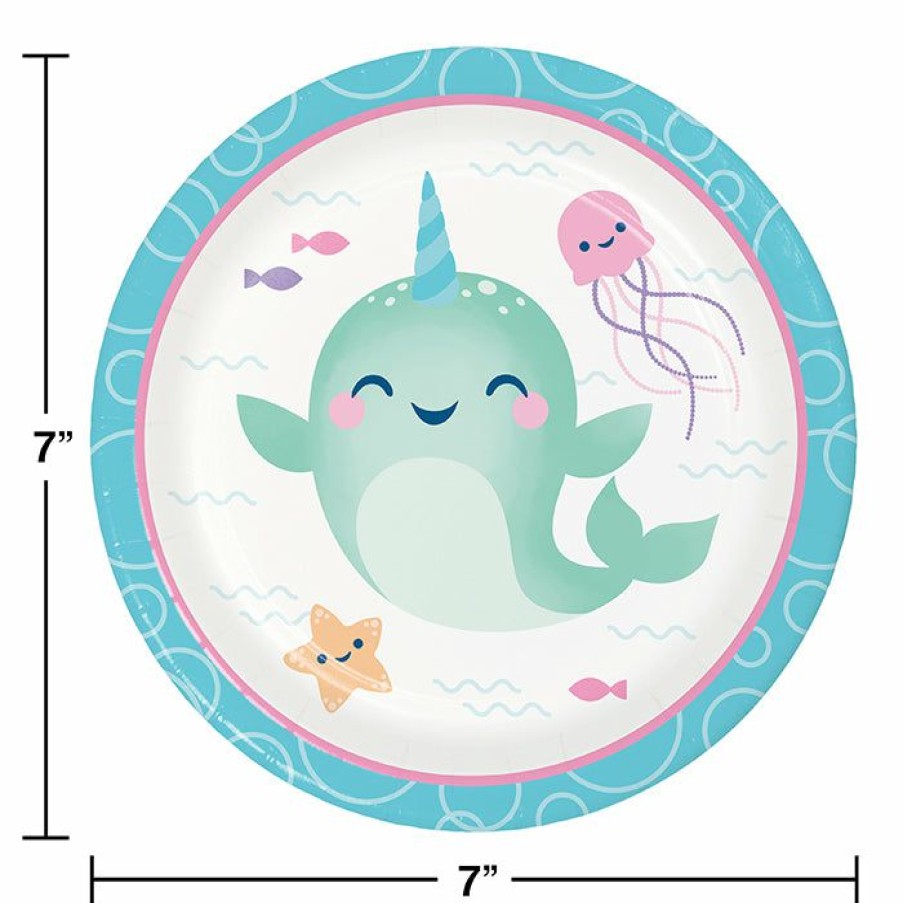 Birthdays * | Creative Converting Kids Birthday Party Themes Narwhal Party Dessert Plate 8Ct