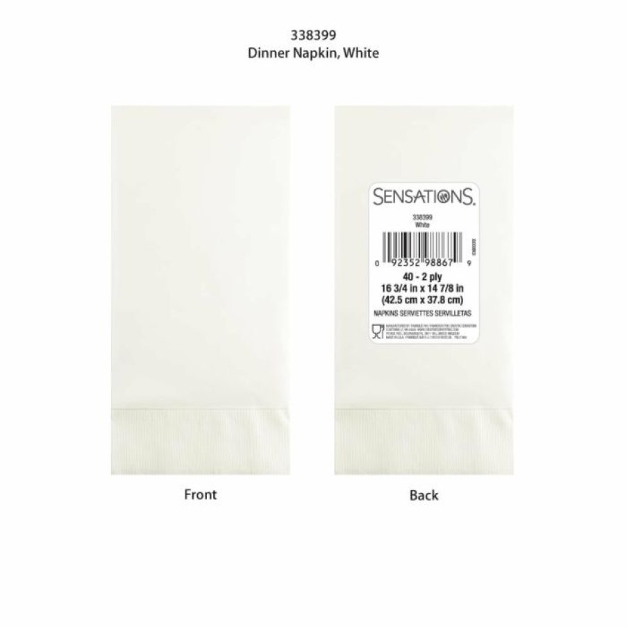 Solid Color Tableware * | Creative Converting White 40Ct 2Ply Dinner Napkin (40/Pkg) Solid Color Tableware