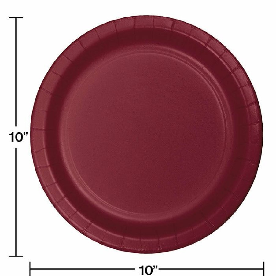 Solid Color Tableware * | Creative Converting Burgundy Red Banquet Plates, 24 Ct Solid Color Tableware