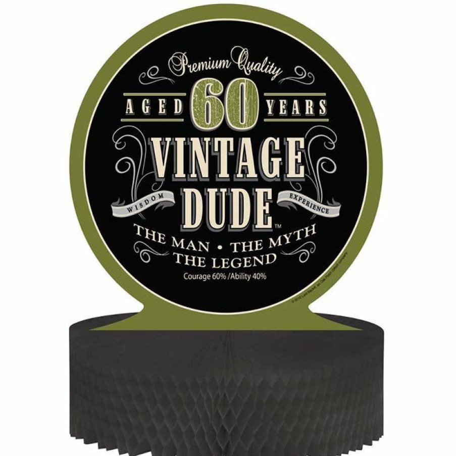 Birthdays * | Creative Converting Adult Birthday Party Themes Vintage Dude 60Th Birthday Centerpiece