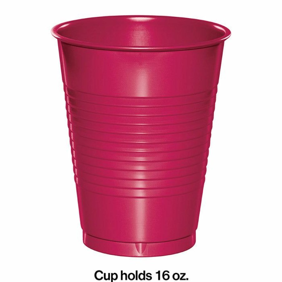 Solid Color Tableware * | Creative Converting Hot Magenta Pink Plastic Cups, 20 Ct